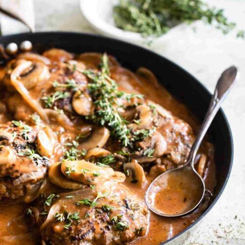 Final Look of salisbury steak with ground chicken