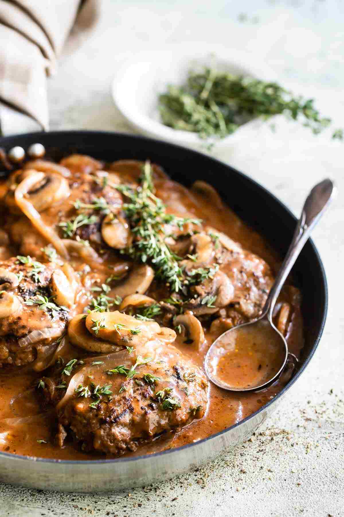 Final Look of salisbury steak with ground chicken